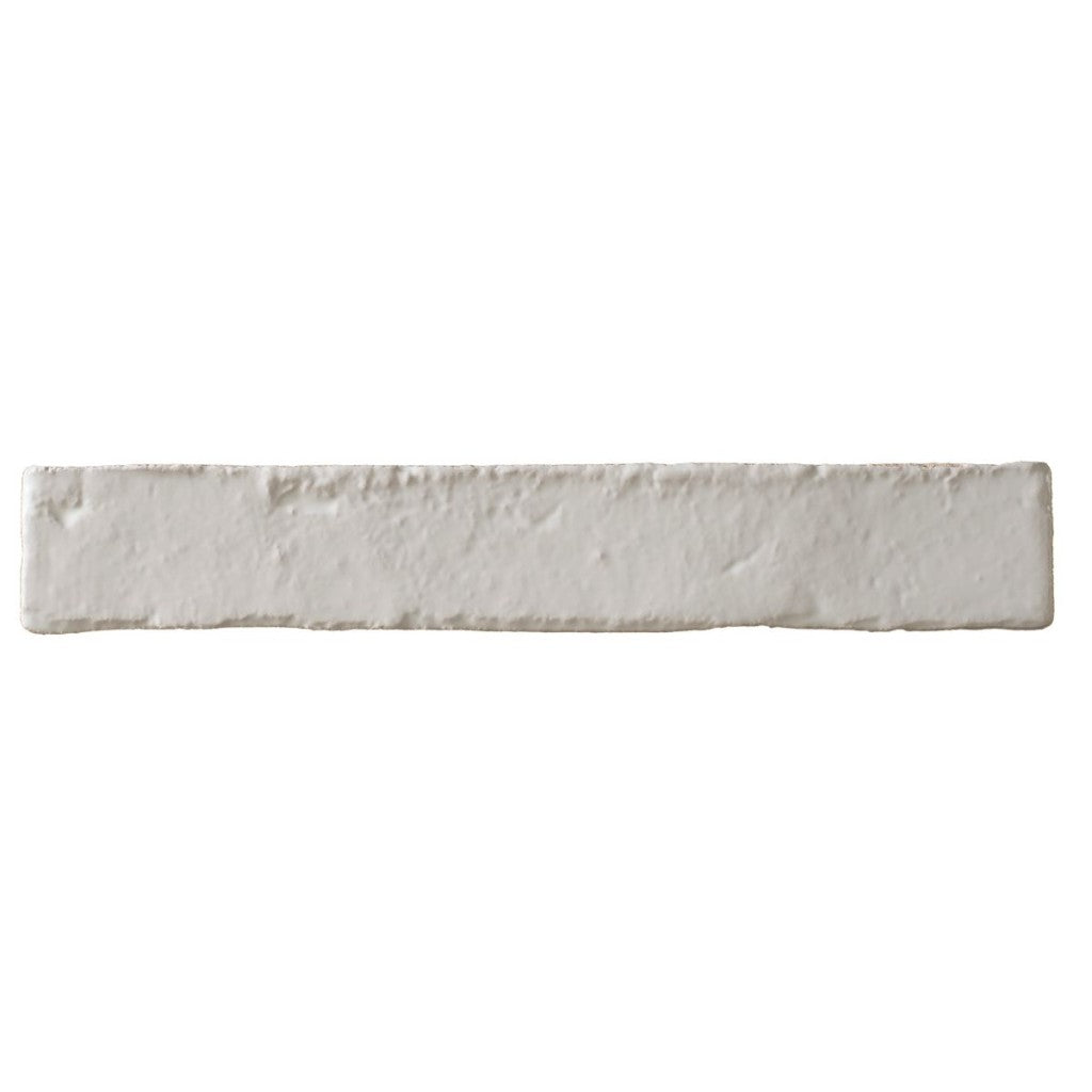 Avalon white rustic matt finger tile close-up
