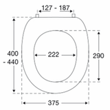 Pressalit Dania toilet seat without cover – dimensions drawing