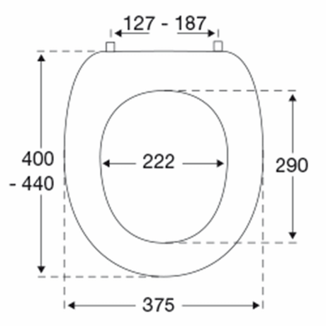 Pressalit Dania toilet seat without cover – dimensions drawing