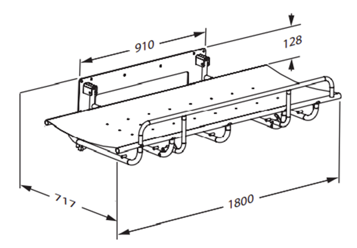 Pressalit SCT 1000 fixed height shower change table dimension drawing