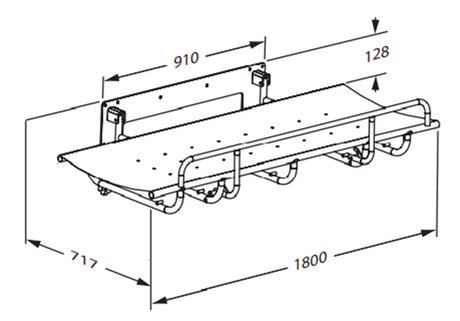 Pressalit SCT 1000 fixed height shower change table dimension drawing