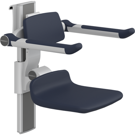 Pressalit PLUS shower seat – 310 mm Manual – Back & Armrests, Standard Seat, Dark Blue