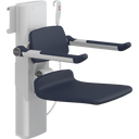 Pressalit PLUS shower seat – 450 mm Electric – Back & Armrests, Standard Seat, Dark Blue