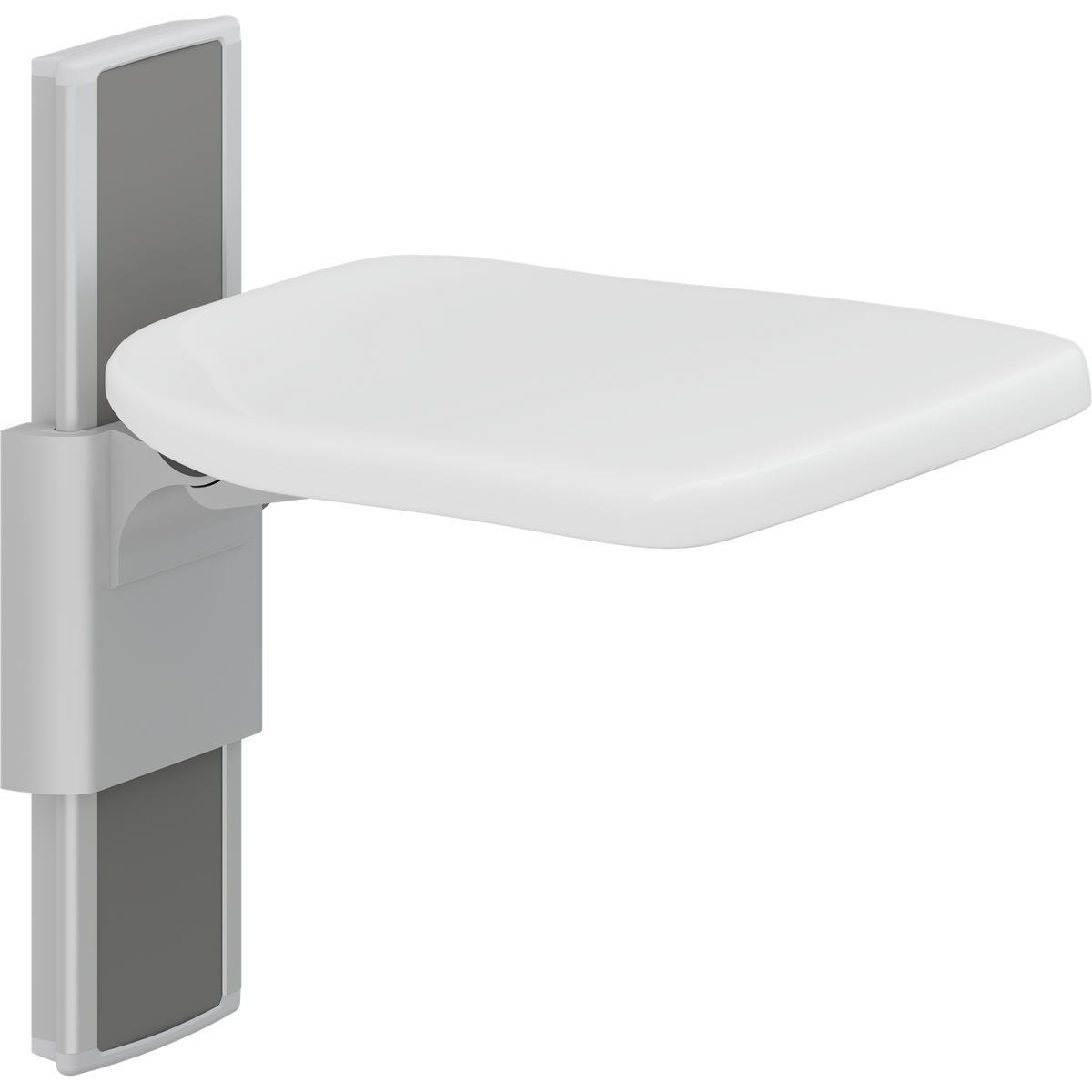 Pressalit PLUS folding seat – Height Adjustable, Wall Mounted, White