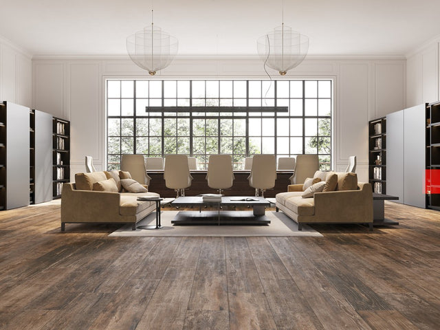 Bar Harbor brown wood effect matt porcelain wall & floor tile, 200x1200mm