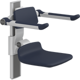 Pressalit PLUS shower seat – 310 mm Manual – Back & Armrests, Standard Seat, Dark Blue