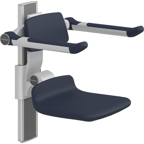 Pressalit PLUS shower seat – 310 mm Manual – Back & Armrests, Standard Seat, Dark Blue