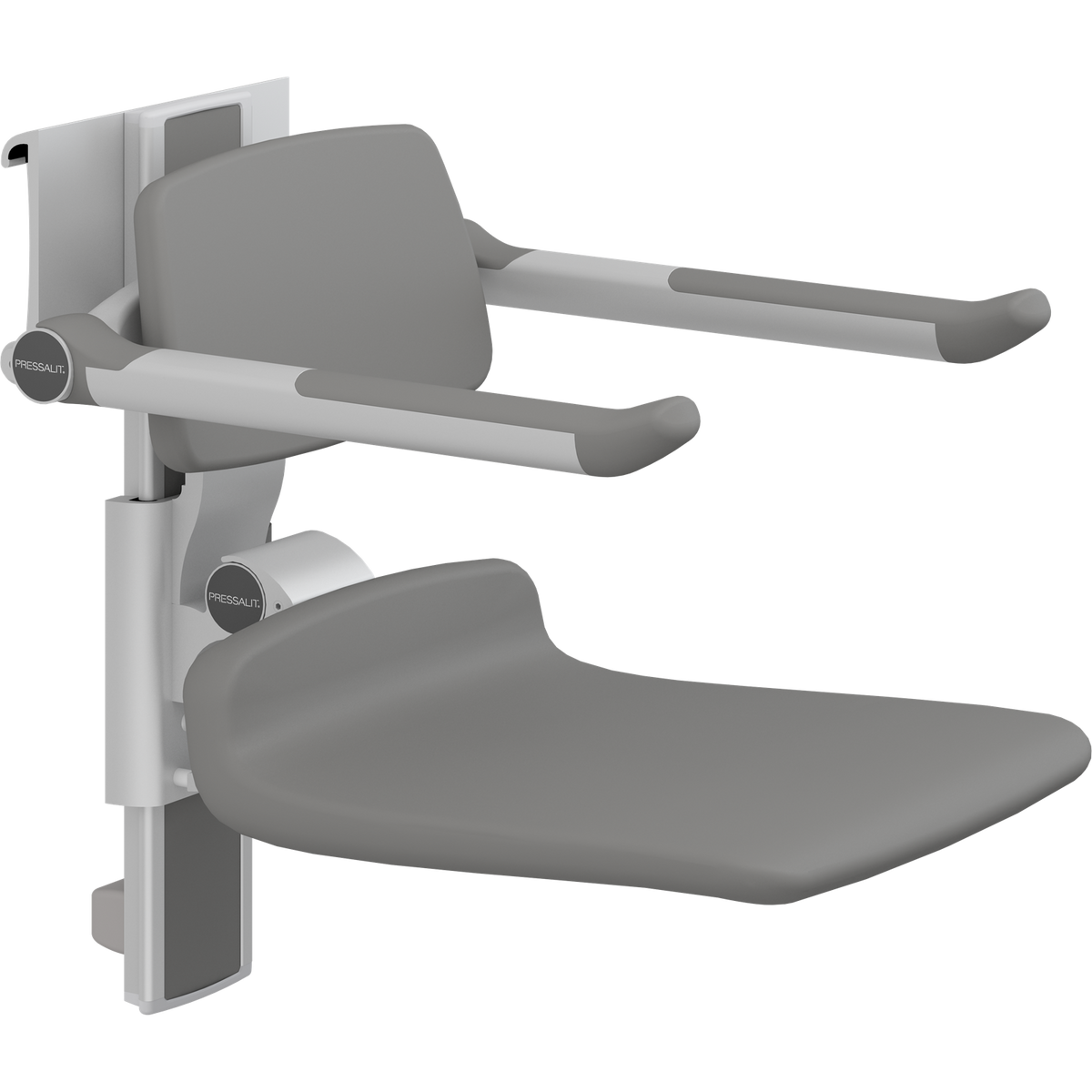Pressalit PLUS shower seat – 450 mm Manual – Back & Armrests, Standard Seat, Anthracite