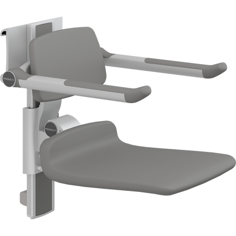 Pressalit PLUS shower seat – 450 mm Manual – Back & Armrests, Standard Seat, Anthracite