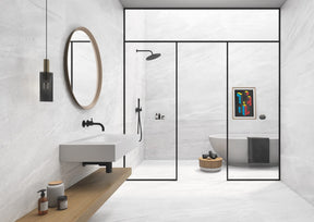Beaufort White marble effect matt porcelain wall and floor tile 600x1200mm