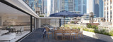 Biloxi sapphire metal effect 20mm porcelain paving slab 500x1000mm on a terrace