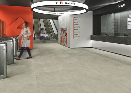 Bodega light grey stone effect matt porcelain wall and floor tile 900x900mm