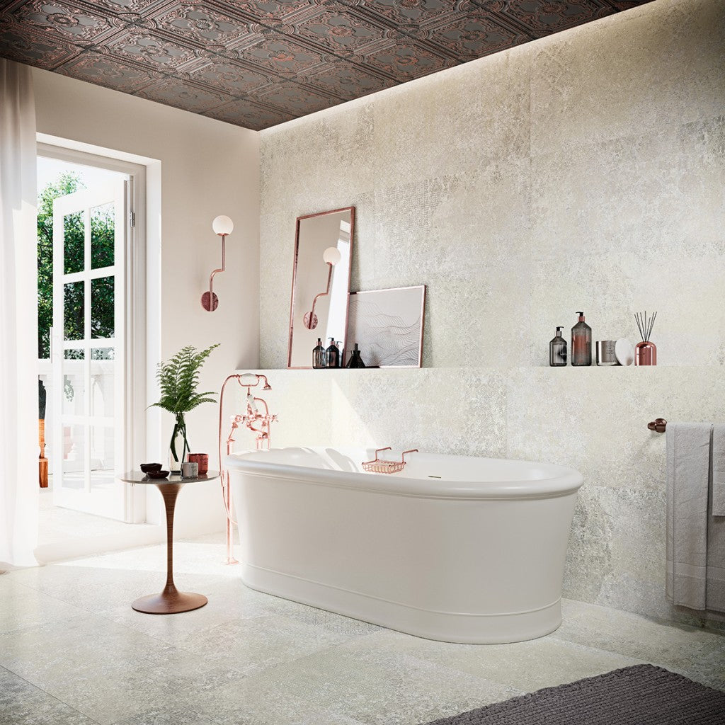 Boothbay sand vintage pattern matt porcelain tile 500x1000mm laid in a room