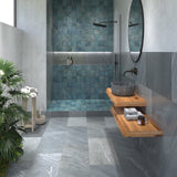 Branford dark grey stone effect anti-slip matt porcelain wall and floor tile 450x900mm