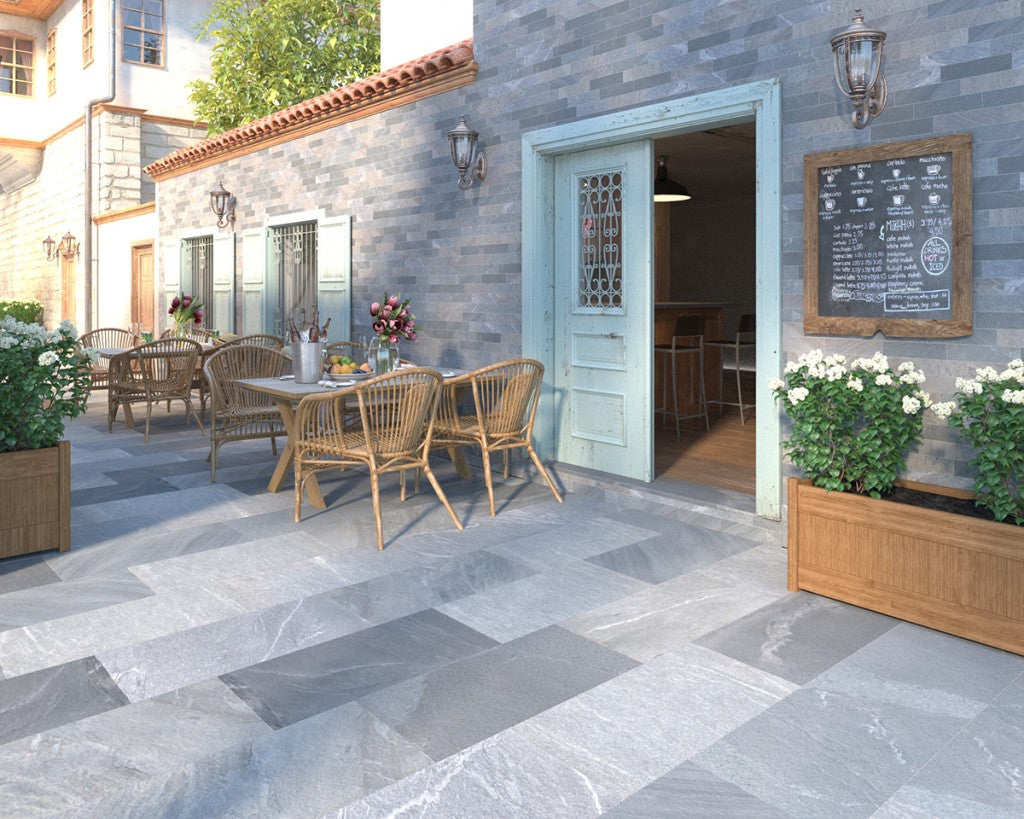 Branford dark grey anti-slip porcelain tile 450x900mm in a room setting