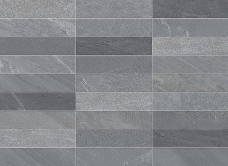 Branford dark grey stone effect matt porcelain wall and floor tile 70x280mm