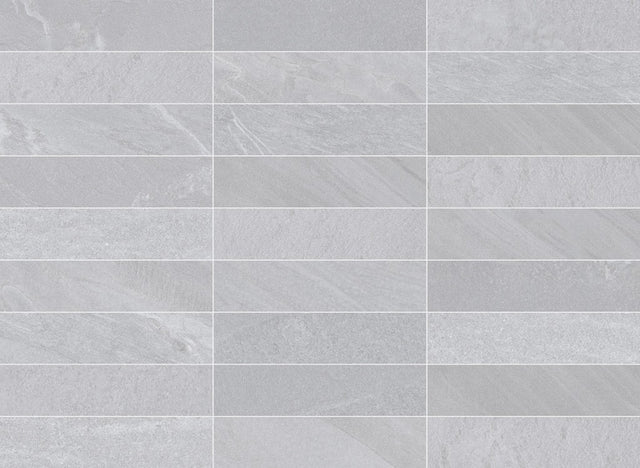 Branford light grey stone effect matt porcelain wall and floor tile 70x280mm
