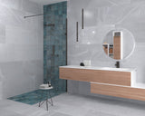 Branford light grey stone effect satin porcelain wall and floor tile 450x900mm