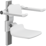 Pressalit PLUS shower seat – 310 mm Manual – Back & Armrests, Standard Seat, White