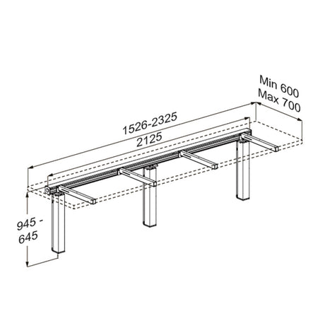 Pressalit INDIVO Pack worktop lift dimension drawing