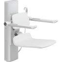 Pressalit PLUS shower seat – 450 mm Electric – Back & Armrests, Standard Seat, White
