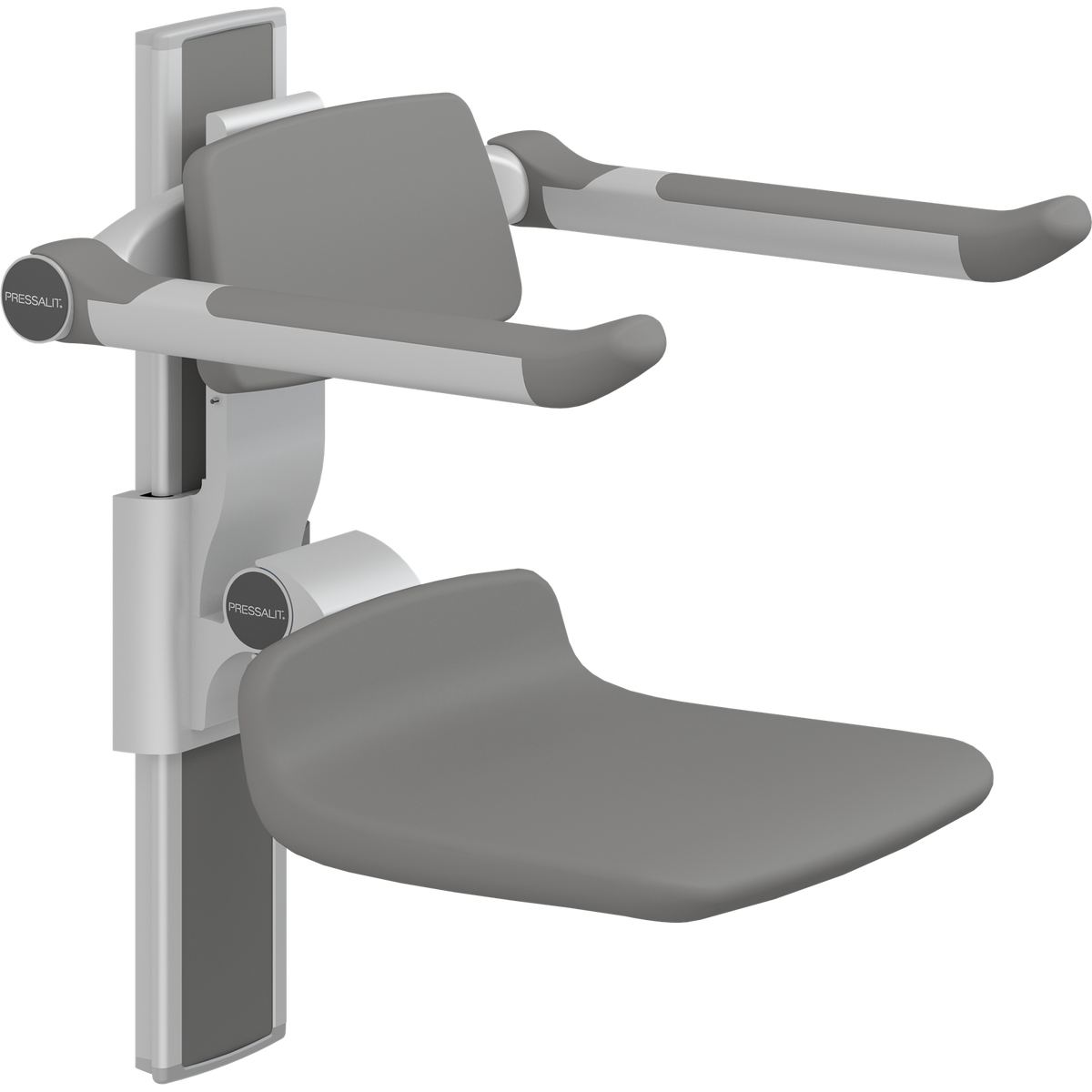 Pressalit PLUS shower seat – 310 mm Manual – Back & Armrests, Standard Seat, Anthracite