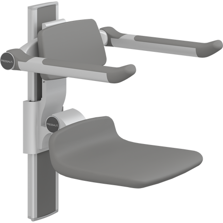 Pressalit PLUS shower seat – 310 mm Manual – Back & Armrests, Standard Seat, Anthracite