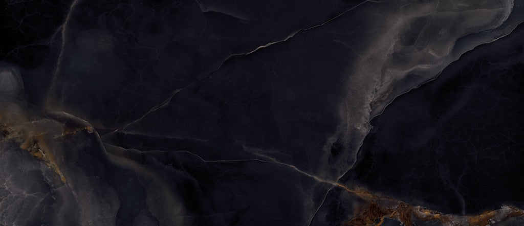 Cape May Black Onyx Effect Polished Porcelain Wall & Floor Tile 600x1200mm, view 5