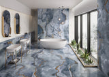 Cape May Blue Onyx Effect Polished Porcelain Wall & Floor Tile 600x1200mm