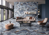 Cape May Blue Onyx Effect Polished Porcelain Wall & Floor Tile 600x1200mm, view 3