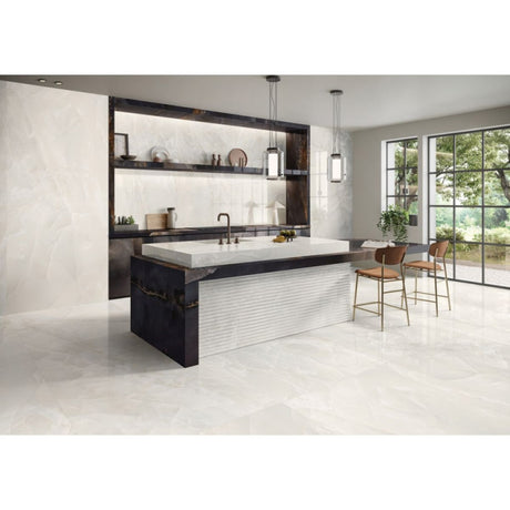 Cape May Ivory Onyx Effect Matt Porcelain Wall & Floor Tile 600x1200mm
