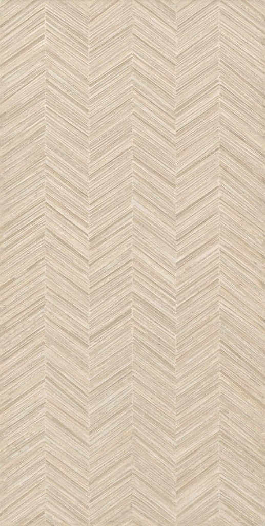 Carmel Beige Herringbone Decor Matt Porcelain Wall Tile 600x1200mm, view 5