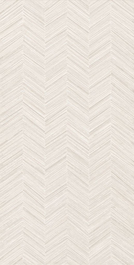 Carmel White Herringbone Decor Matt Porcelain Wall Tile 600x1200mm, view 4