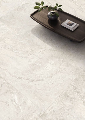 Carmel White Varied Stone Effect Matt Porcelain Wall & Floor Tile 600x1200mm