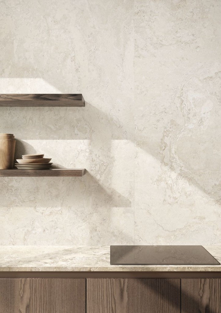 Carmel White Varied Stone Effect Matt Porcelain Wall & Floor Tile 600x1200mm, view 5