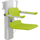Pressalit PLUS shower seat – 450 mm Electric – Back & Armrests, Standard Seat, Lime Green
