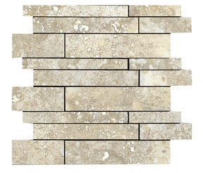Charleston beige travertine-effect matt porcelain brick mosaic sheet 300x300mm for walls and floors