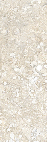 Charleston beige travertine-effect matt porcelain 100x300mm brick tile, surface detail