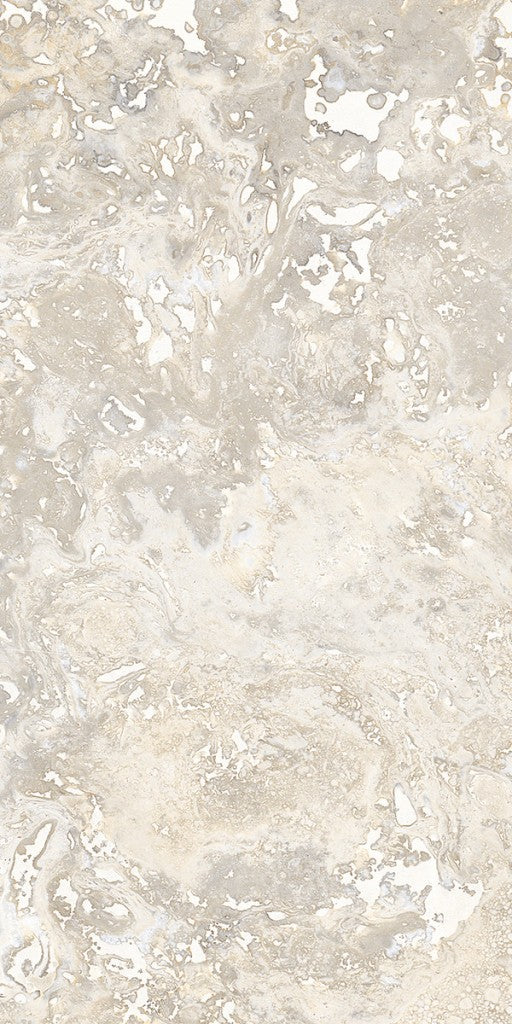 Charleston beige travertine-effect matt porcelain 300x600mm tile on a bathroom wall