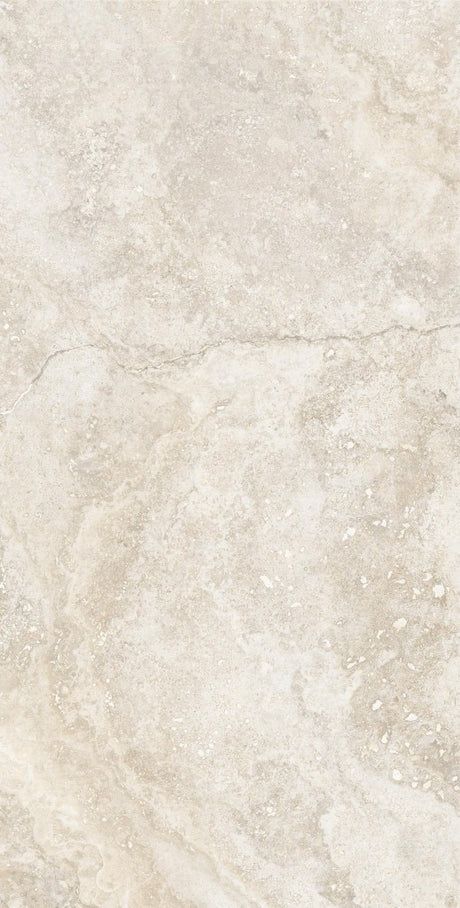 Charleston beige travertine-effect matt porcelain 600x1200mm tile, room setting