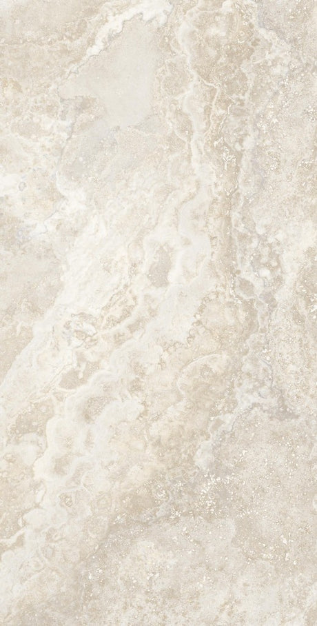 Charleston beige travertine-effect matt porcelain 600x1200mm tile, surface detail