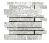 Charleston grey travertine-effect brick mosaic, sheet layout