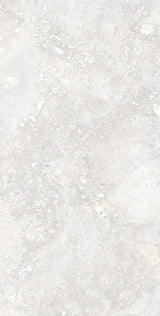 Charleston grey travertine-effect matt porcelain 300x600mm tile on a floor