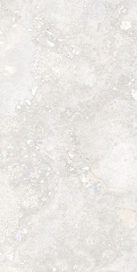 Charleston grey travertine-effect matt porcelain 300x600mm tile on a floor