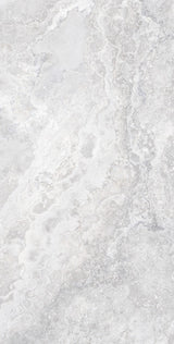 Charleston grey travertine-effect matt porcelain 600x1200mm tile, room setting