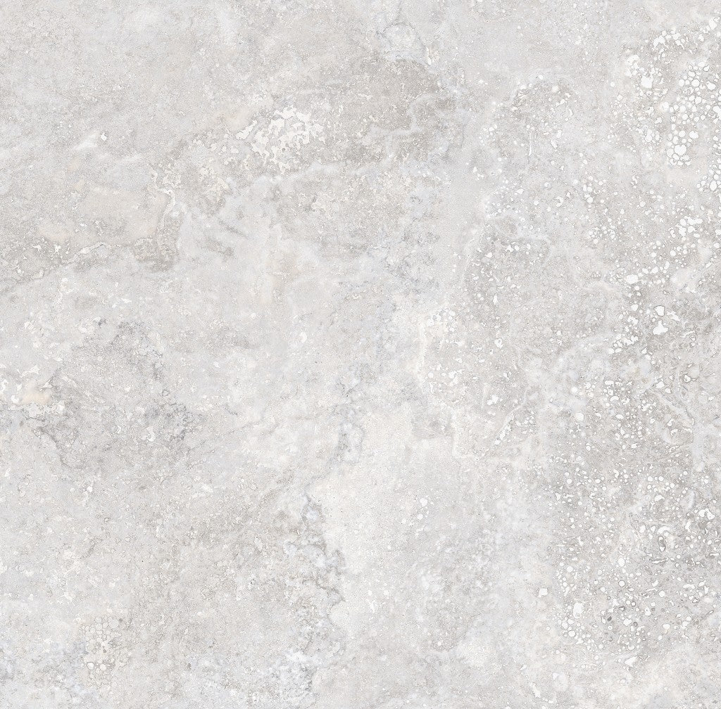 Charleston grey travertine-effect matt porcelain 600x600mm tile on a bathroom floor