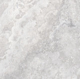 Charleston grey travertine-effect matt porcelain 600x600mm tile, surface detail