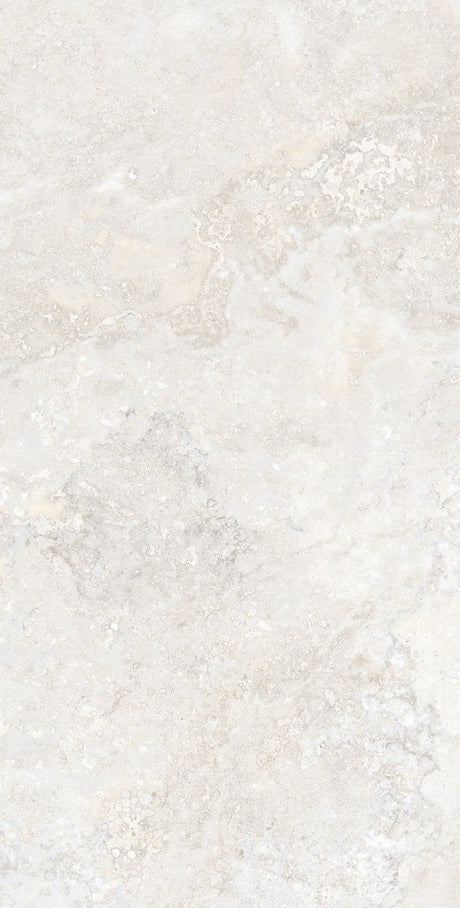 Charleston white travertine-effect matt porcelain wall and floor tile 300x600mm, main view