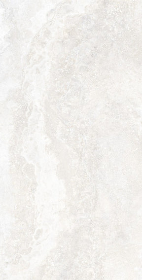 Charleston white travertine-effect matt porcelain wall and floor tile 600x1200mm, main view