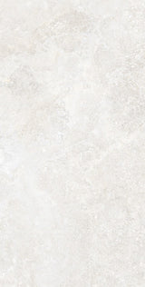 Charleston white travertine-effect matt porcelain 600x1200mm tile on a floor